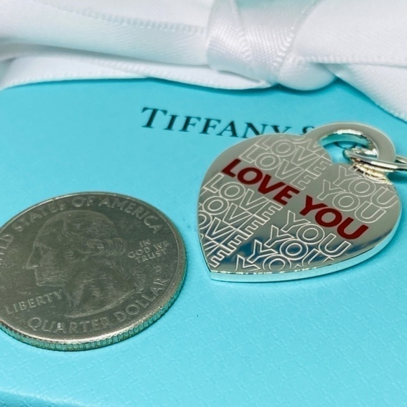 Authentic Tiffany & Co Love You Red Enamel Large Heart LG Charm box/pouch - Picture 4 of 6